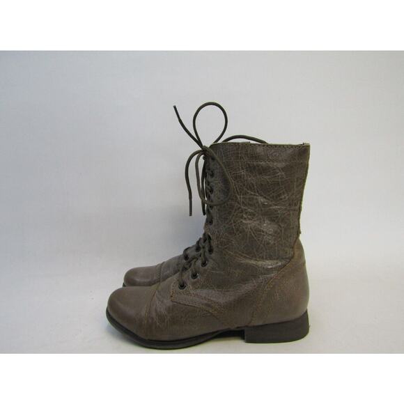 STEVE MADDEN Womens Size 8 M Brown Leather Zip Combat High Ankle Boots TROOPA - Picture 1 of 11